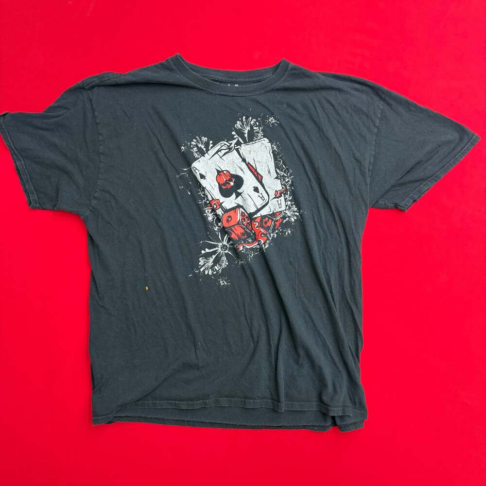 Vintage Y2K Dead Man's Hand‎ Poker Skull and Aces Graphic T-Shirt SIZE XXL